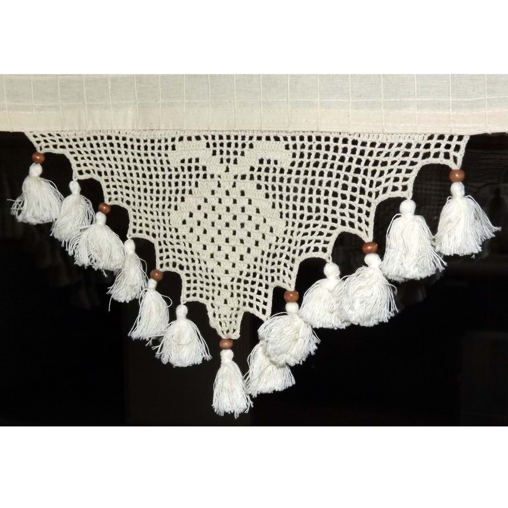 Buldan İşi 2li Paket Örme El İşi Perde Danteli-Çilek Desen