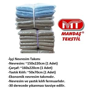 Mandaş Tekstil İşçi Şantiye Ekonomik Nevresim Takımı-Mavi