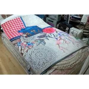 Deco Villa Jeans Deri Taban İpek Dijital Baskı Halı (160x230)-Jeans