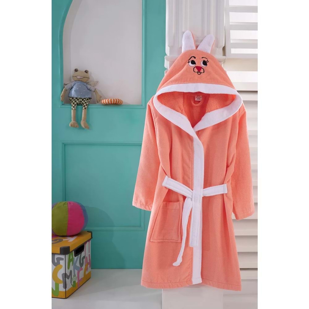 KIDS & BEYBİ çocuk pamuk kapşonlu bornozu 6-7yaş soman