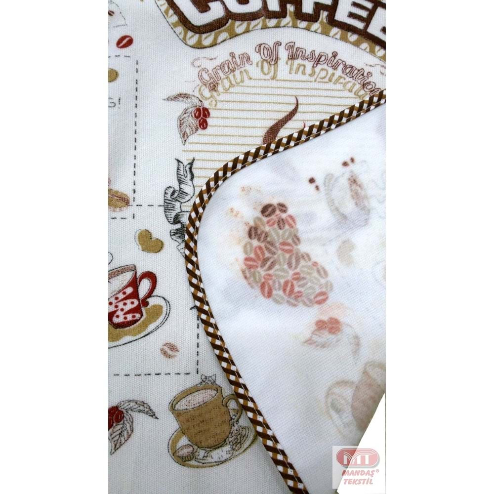 5 Adet Dijital Baskılı Sıvı Geçirmez Mutfak Önlüğü-Coffee Time Kahve