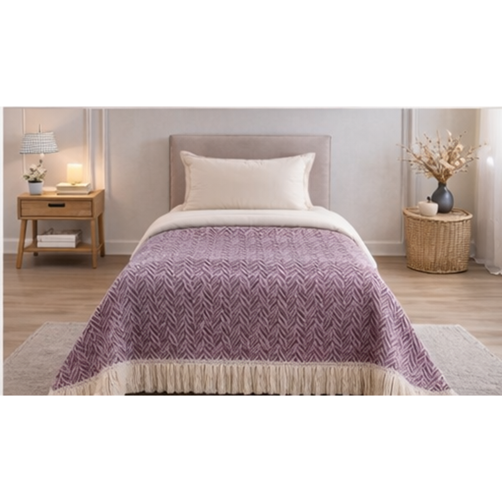 Amazon Ev Naturel Tek Kişilik Pike Takımı-Bordo Krem MT106