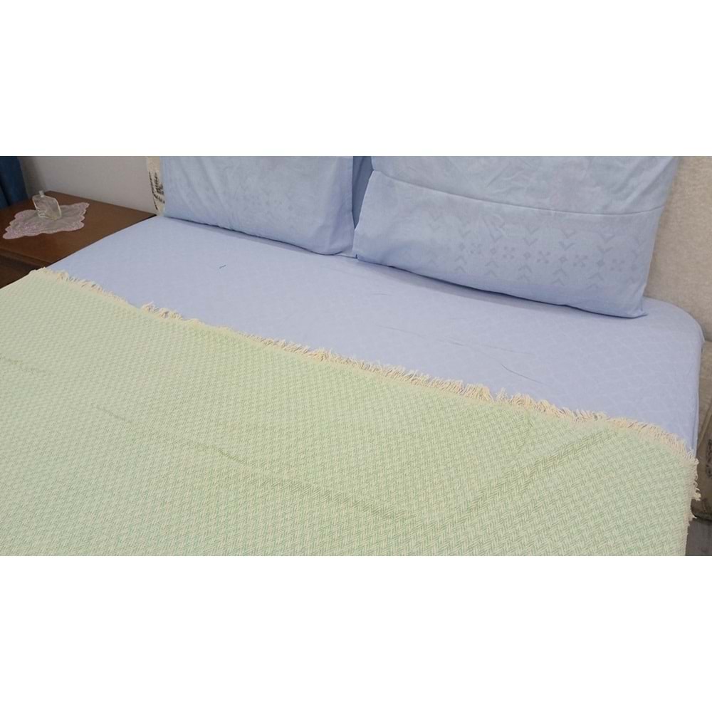 Amazon Ev Naturel Tek Kişilik Pike Takımı-Yeşil Krem