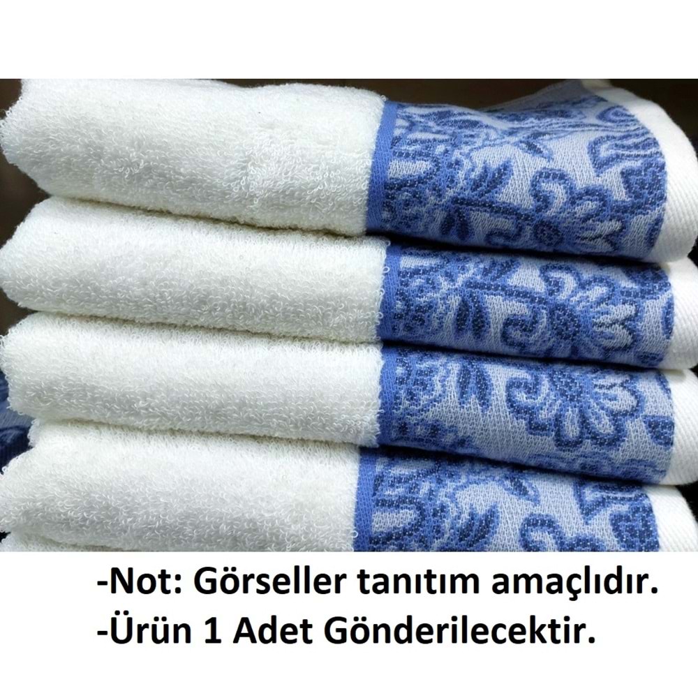 Özdilek 1 Adet Pamuklu El-Yüz Havlusu (50x90)-Paijley Kreme Mavi