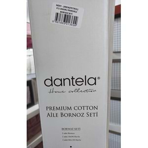 Dantela Premium Cotton Jakarlı Aile Bornoz Seti-Mery Krem Petrol