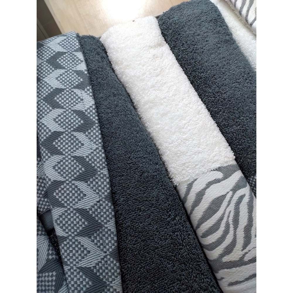 Dantela Premium Cotton Jakarlı Aile Bornoz Seti-Mery Krem Petrol