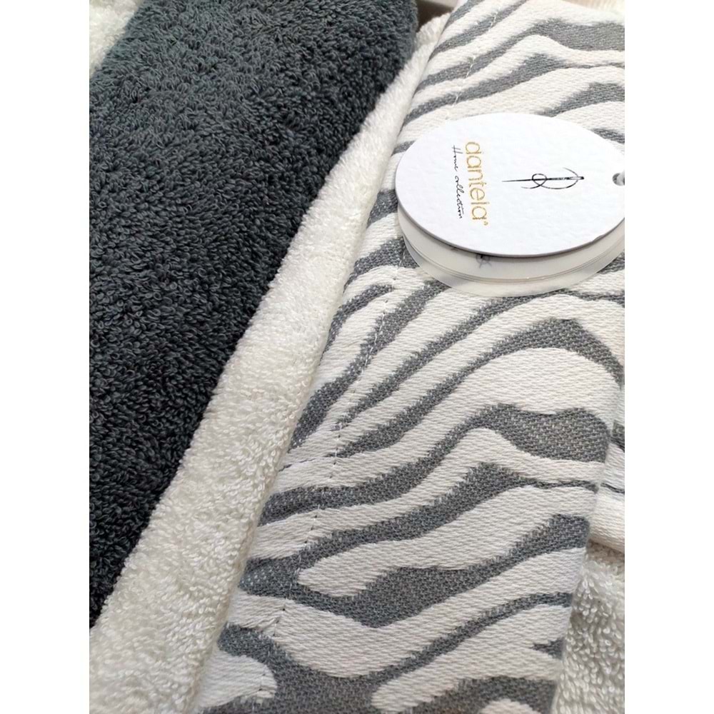 Dantela Premium Cotton Jakarlı Aile Bornoz Seti-Mery Krem Petrol