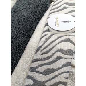 Dantela Premium Cotton Jakarlı Aile Bornoz Seti-Mery Krem Petrol