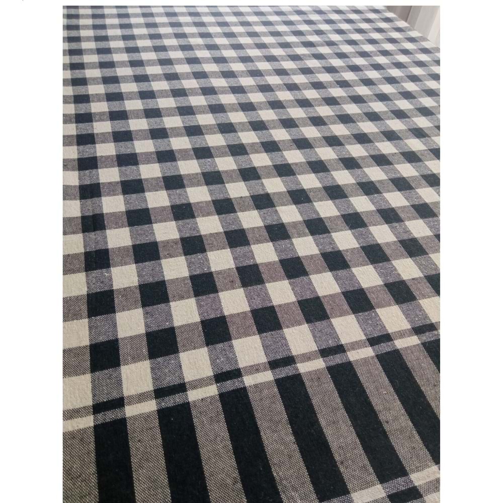 MANDAŞ 170x170 Pötikare Yer Sofra Bezi Piknik Masa Örtüsü Saçaklı siyah