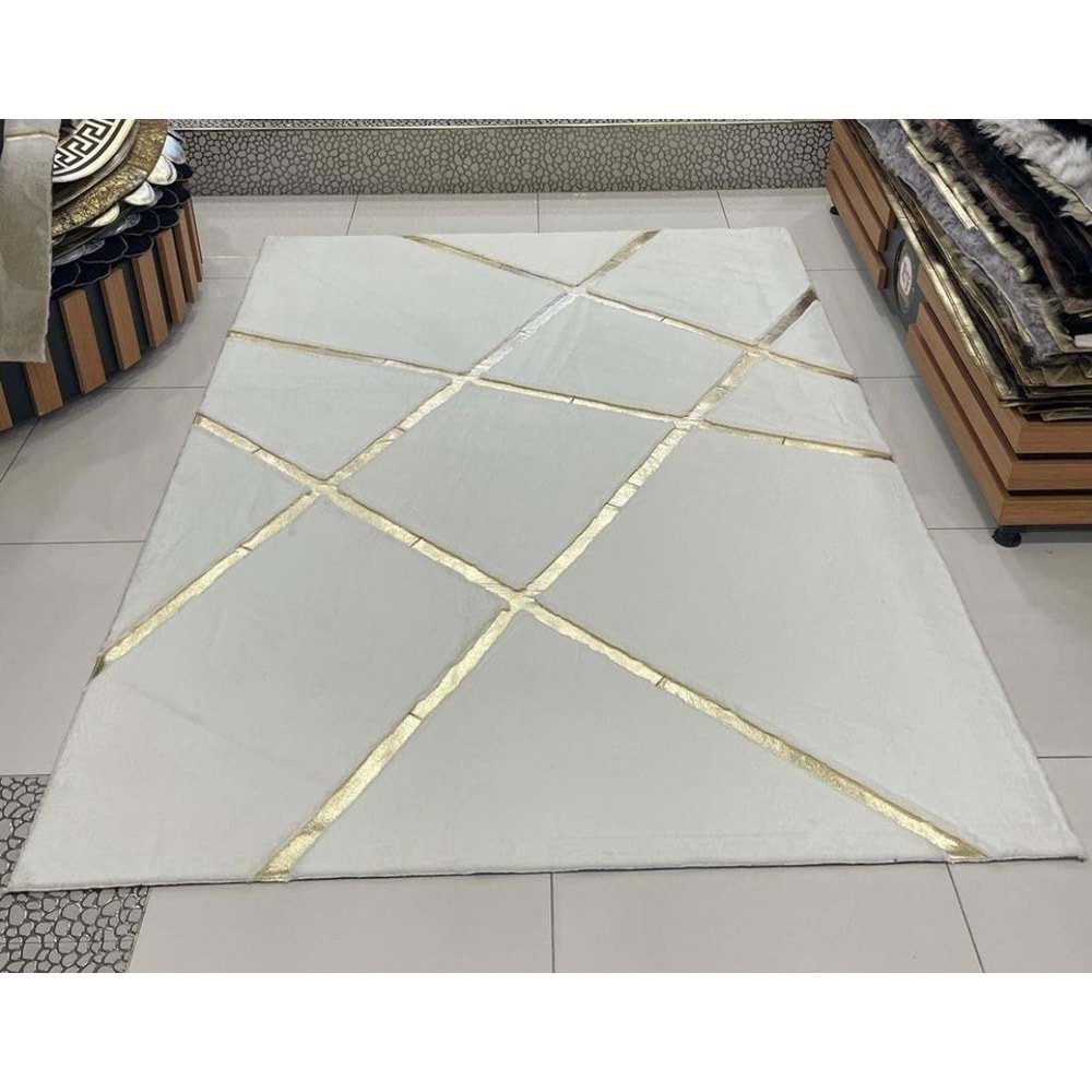 Mandaş Tekstil Lüks Peluş Simli Varaklı Gerçek Derili Tavşan Tüyü Post Halı M2 (A+ Kalite)-Özel Ebat
