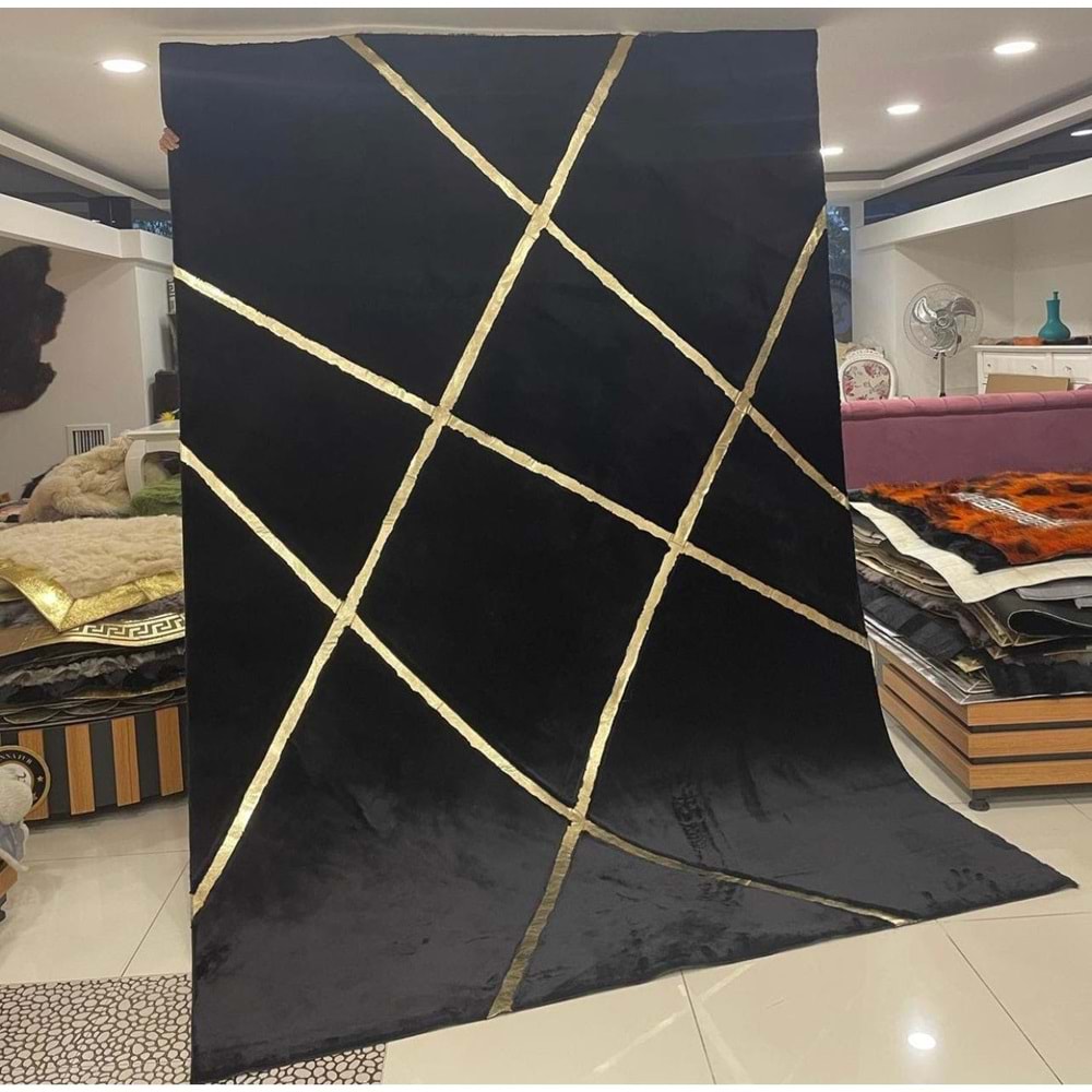 Mandaş Tekstil Lüks Peluş Simli Varaklı Gerçek Derili Tavşan Tüyü Post Halı M2 (A+ Kalite)-Özel Ebat