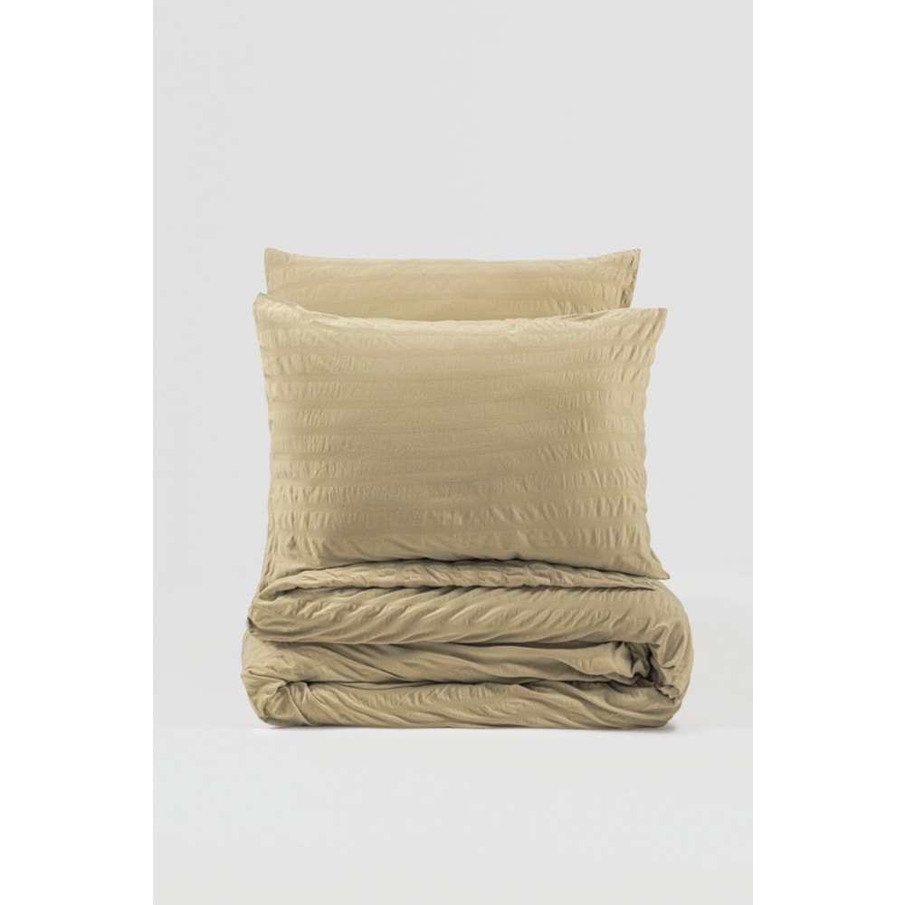Cotton Box Crepe Penye çift Kişilik Nevresim Takımı Bej