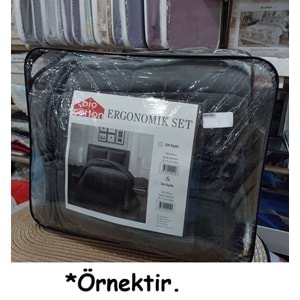 Bio Cotton Gri Peluş Kadife/Wellsoft Çift Kişilik Ergonomik Yorgan Seti (Yastık Kılıflı)