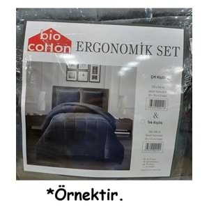 Bio Cotton Pudra Peluş Kadife/Wellsoft Çift Kişilik Ergonomik Yorgan Seti (Yastık Kılıflı)