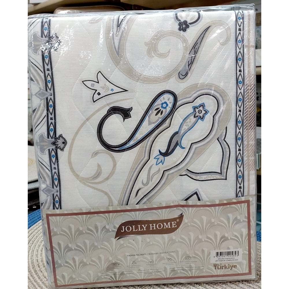 Jolly Home 4 Mevsim Çift Kişilik Kapitoneli Nevresim Takımı-Melina Taş Kahve