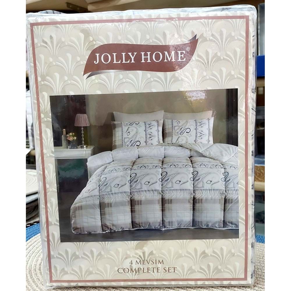 Jolly Home 4 Mevsim Çift Kişilik Kapitoneli Nevresim Takımı-Melina Taş Kahve