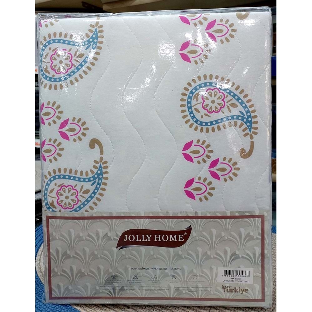 Jolly Home 4 Mevsim Çift Kişilik Kapitoneli Nevresim Takımı-Sima İndigo