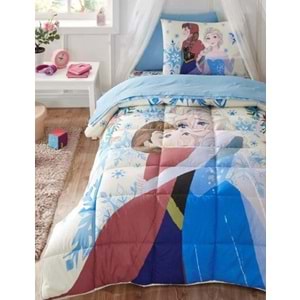 Özdilek Lastikli Çarşaflı Lisanslı Tek Kişilik Çocuk Uyku Seti-Frozen Winter Mavi