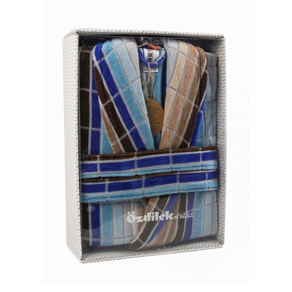 Özdilek Tek Bornoz Şalyaka Kadife-Hawai Line Kahve (L Beden)