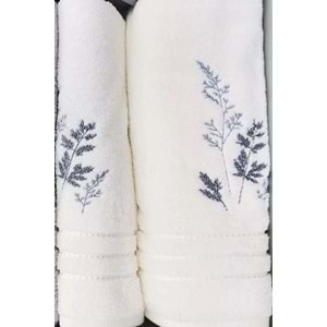 Özdilek 4 Parça Best Hamam Seti, Banyo Havlu Takımı-Leaf Krem Gri