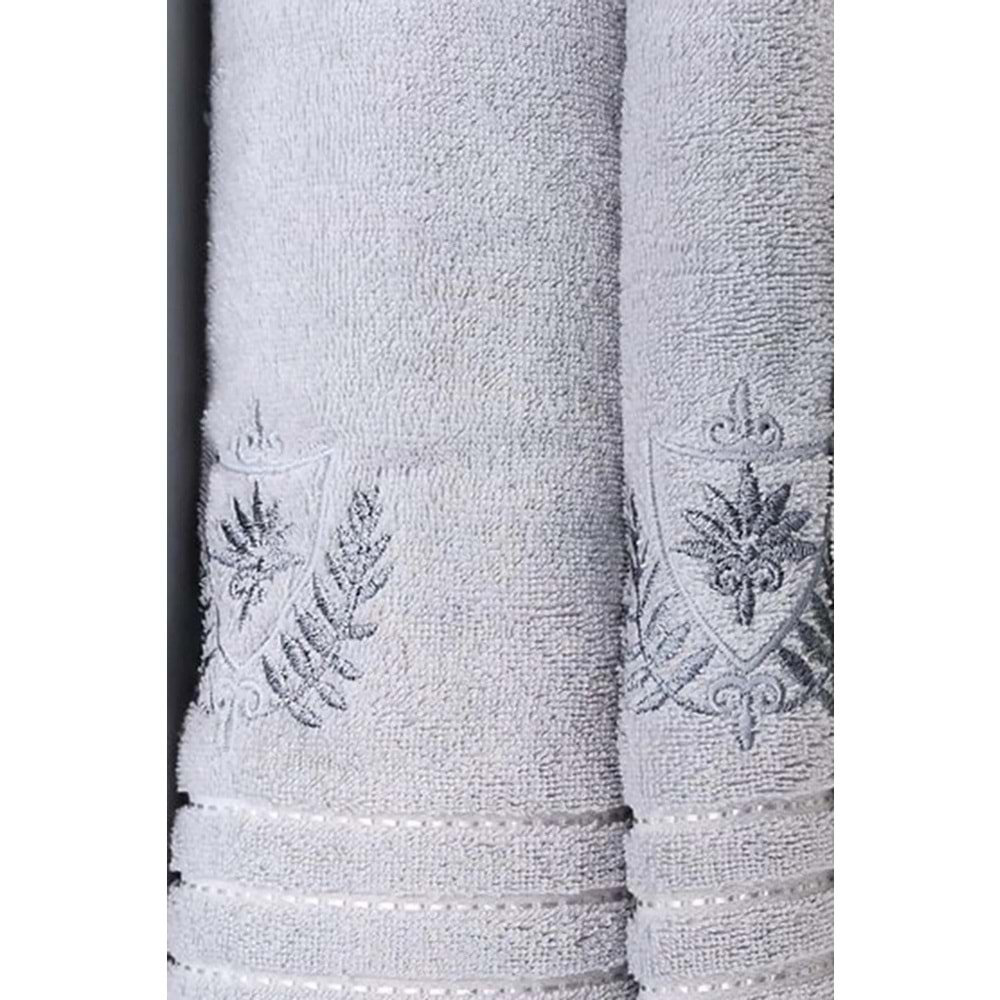 Özdilek 4 Parça Best Hamam Seti, Banyo Havlu Takımı-Leaf Krem Gri
