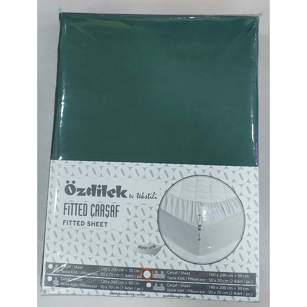 Özdilek Fitted Lastikli Çift Kişilik Çarşaf Seti (160x200)-Zümrüt Yeşili
