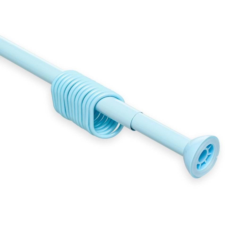 Banyo Perde Borusu Yaylı 2m, Düz Banyo Borusu, Yaylı Ayarlanabilir-Mavi