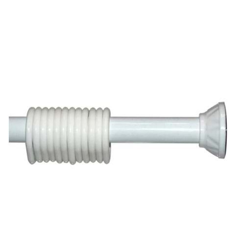 Banyo Perde Borusu Yaylı 2m, Düz Banyo Borusu, Yaylı Ayarlanabilir-Beyaz