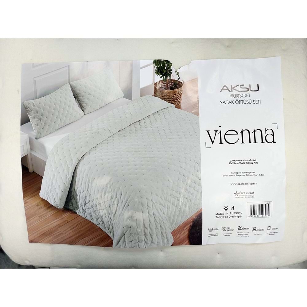 Aksu Soft Vienna Çift Kişilik Yatak Örtüsü Seti (220x240)-Kemik