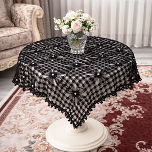 Mandaş Tığ işi El Örgü vitrin seti 4 parça siyah