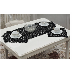 Mandaş Tığ işi El Örgü vitrin seti 4 parça siyah