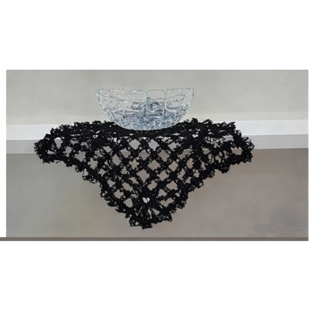 Mandaş Tığ işi El Örgü vitrin seti 4 parça siyah