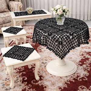 Mandaş Tığ işi El Örgü vitrin seti 4 parça siyah