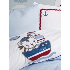 Cotton Box Punch Nakışlı Bebek Nevresim Takımı - Miniyo Mavi