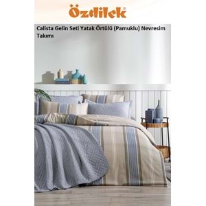 Özdilek Calista 7 Parça Yatak Örtülü (Pamuklu) Gelin Seti-Mavi