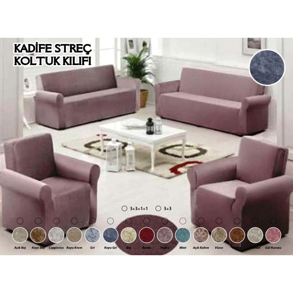 Mandaş Kadife Koltuk Örtüsü Maxi Takım (3+3+1+1)-Gold