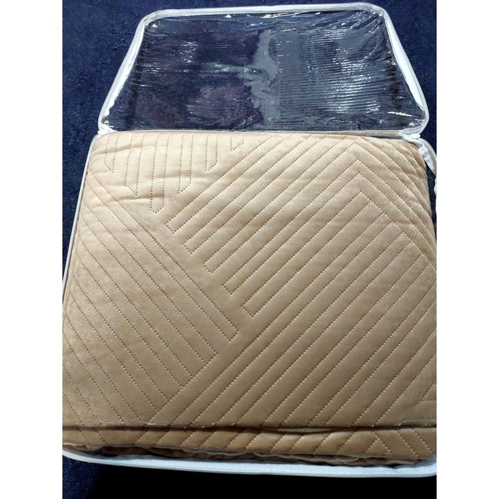 Kristal Microplush Çift Kişilik Yatak Örtüsü (260x240)-Kahve