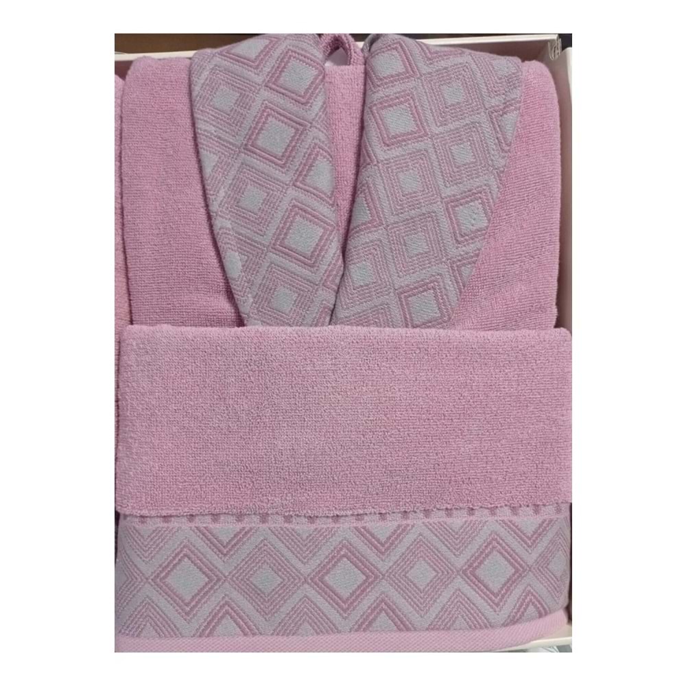 Özdilek Pamuklu 6 Parça Aile Bornoz Seti-Snazzy Antrasit Pembe