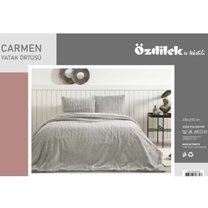 Özdilek Carmen Kürklü Peluş Doku Çift Kişilik Yatak Örtüsü (230x250)-Gri