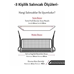 Mandaş Süngerli 3 Kişilik Salıncak Minder Seti (Pamuklu Kumaş)-Gri YENİ