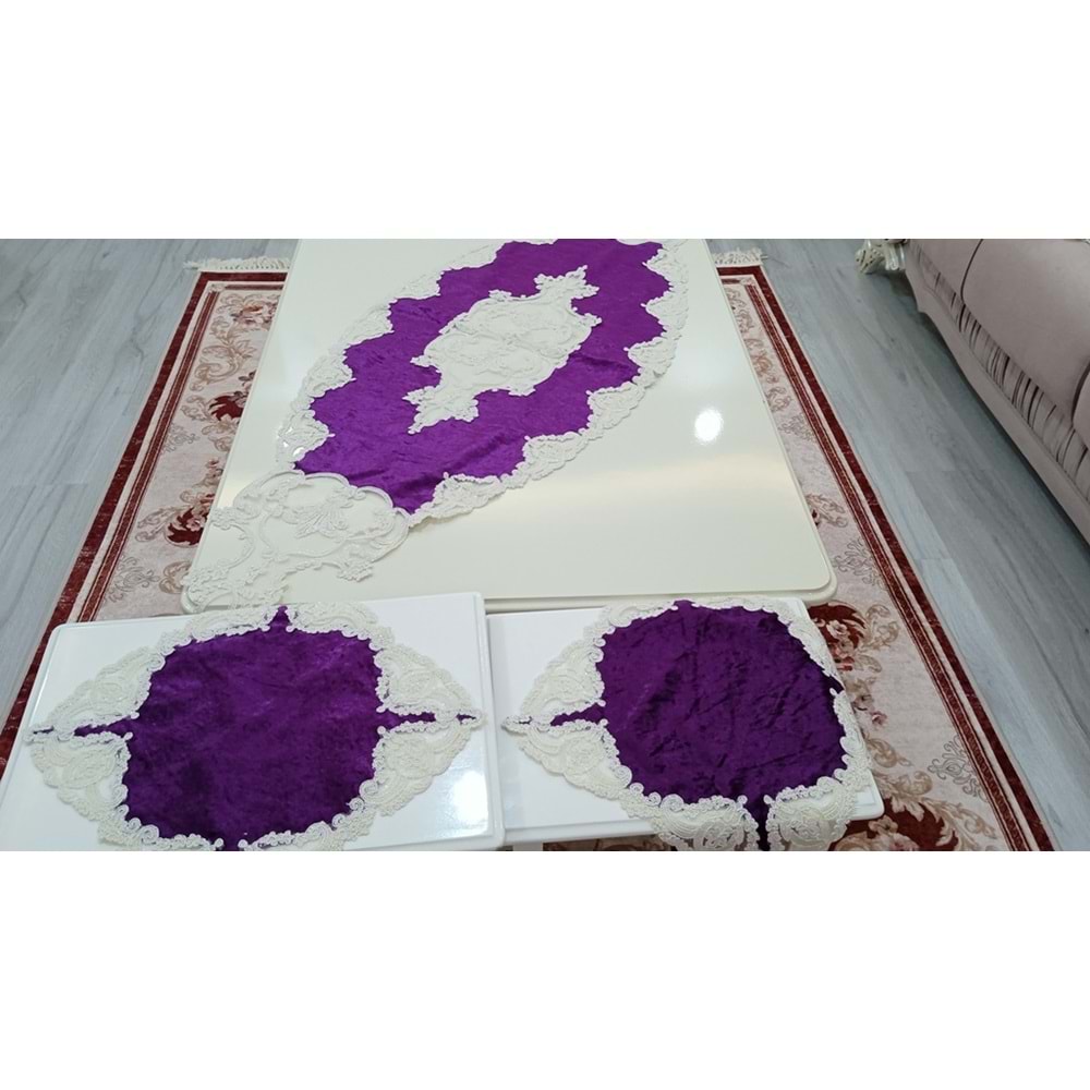 Öz Home Kadife 3 li Salon Takımı Mor