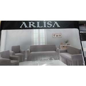 Arlisa jakarlı Kare Cizgili Etekli Maksi Koltuk Örtüsü 3+3+1+1 Pudra