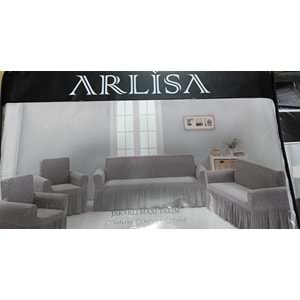 Arlisa jakarlı Kare Cizgili Etekli Maksi Koltuk Örtüsü 3+3+1+1 A Kahve