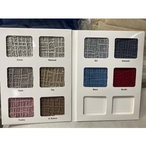 Arlisa jakarlı Kare Cizgili Etekli Maksi Koltuk Örtüsü 3+3+1+1 Naturel