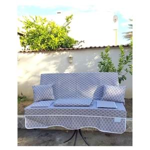 Mandaş Süngerli 2 Kişilik Salıncak Minder Seti (Pamuklu Kumaş)-Denizci Gri