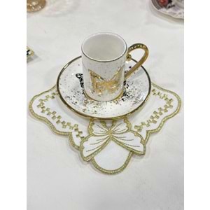 maraş işi tabak altlığı 6 lı paket simli gold kelebek