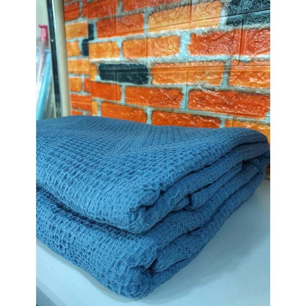 Şaheser %100 Pamuk Çift Kişilik Pike 240x220 (Tek Pike)-Mavi