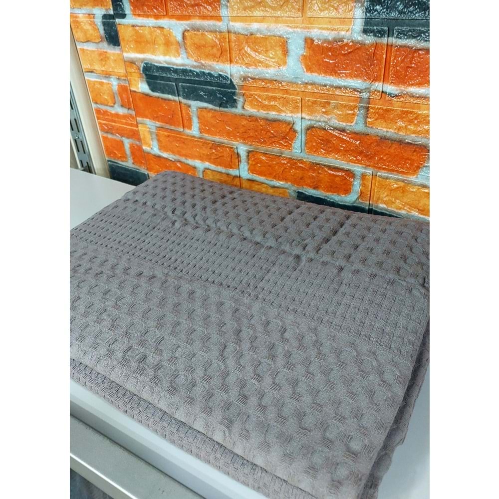 Şaheser %100 Pamuk Çift Kişilik Pike 240x220 (Tek Pike)-Gri v2
