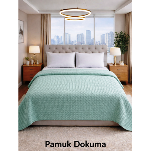 Şaheser %100 Pamuk Tek Kişilik Pike 160x220 (Tek Pike)-Yeşil