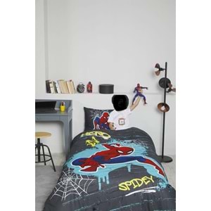 Özdilek Lisanslı Fitted Çarşaflı Tek Kişilik Çocuk Nevresim Takımı-Spiderman Street Gri